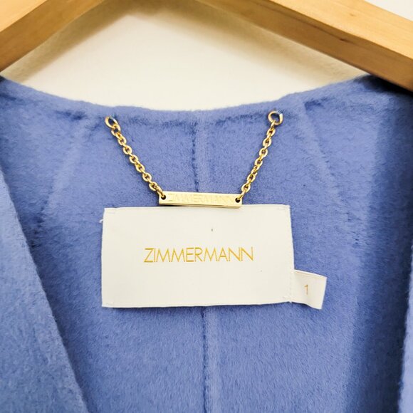 Zimmermann Fringe Wool Wrap Coat Periwinkle 1 Small - Picture 11 of 11